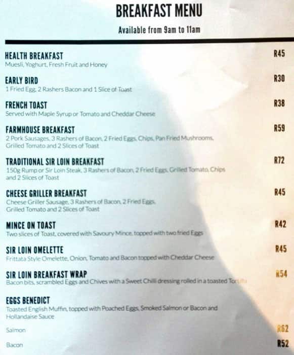 Sir Loin Menu, Menu for Sir Loin, Brackenfell, Cape Town Zomato SA