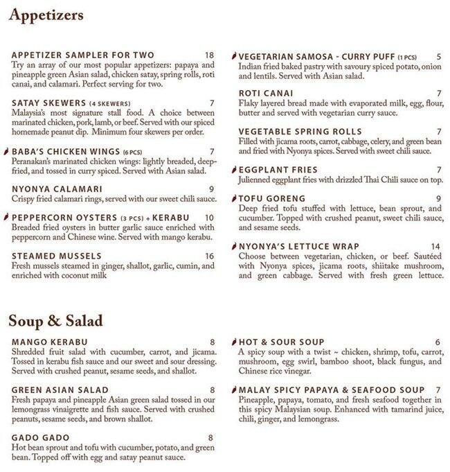 Banana Leaf Menu, Menu for Banana Leaf, Fairview, Vancouver