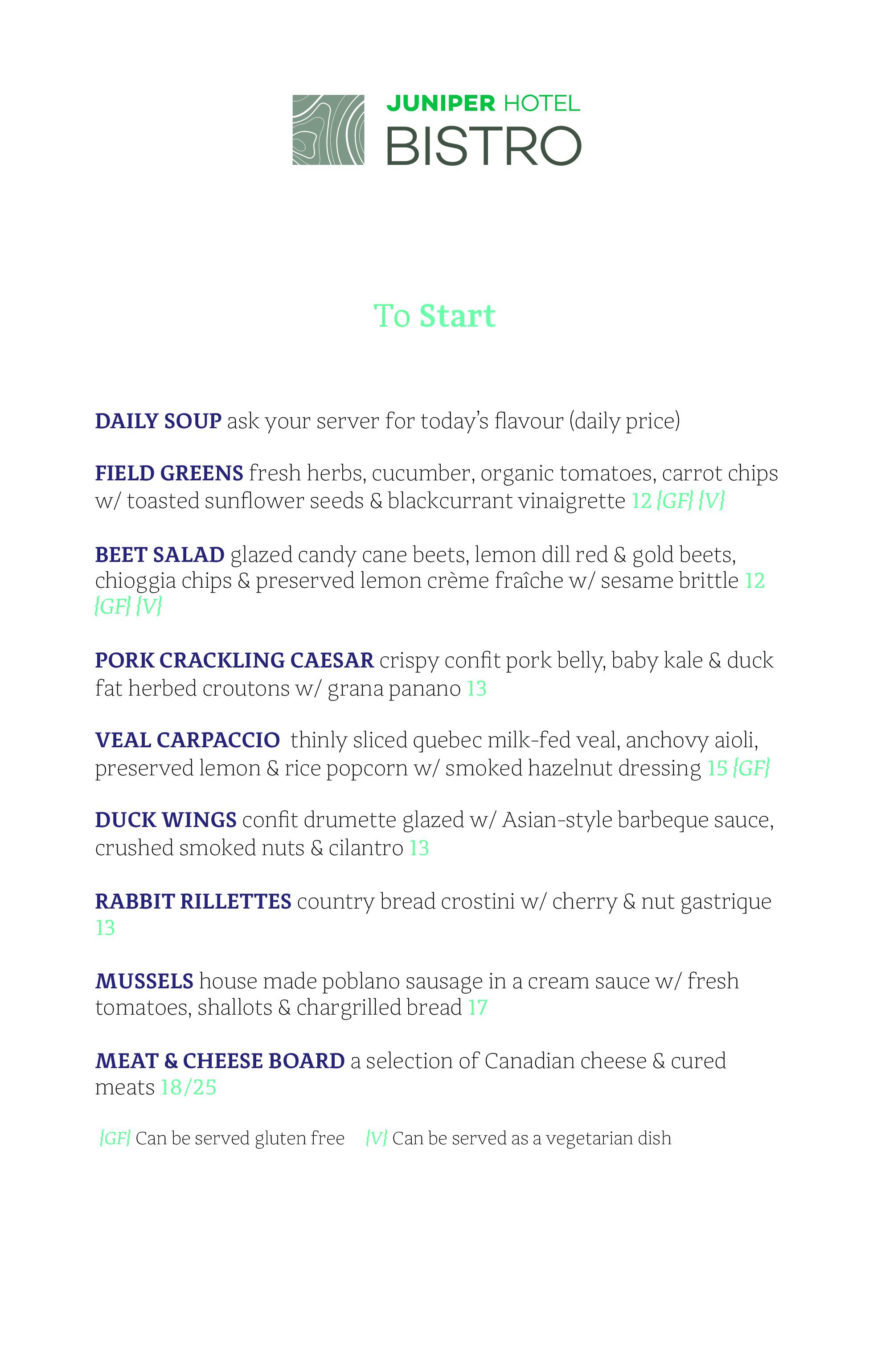 Juniper Bistro Menu, Menu for Juniper Bistro, Banff, Banff Urbanspoon