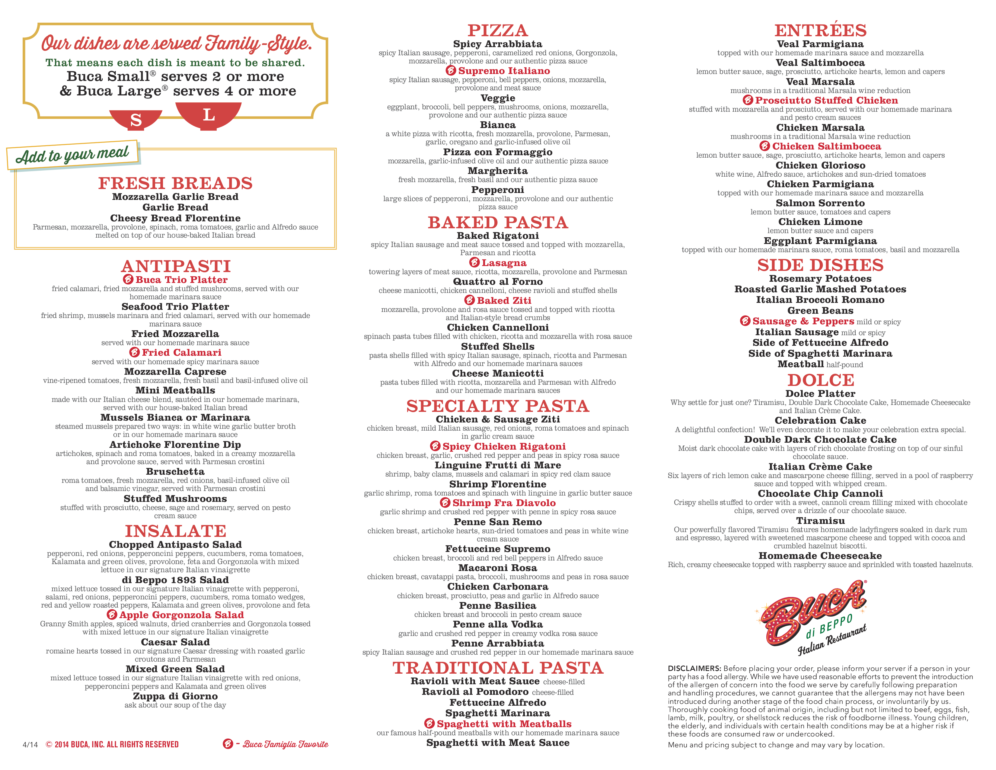 Buca Di Beppo Menu Menu For Buca Di Beppo Wellington Miami 