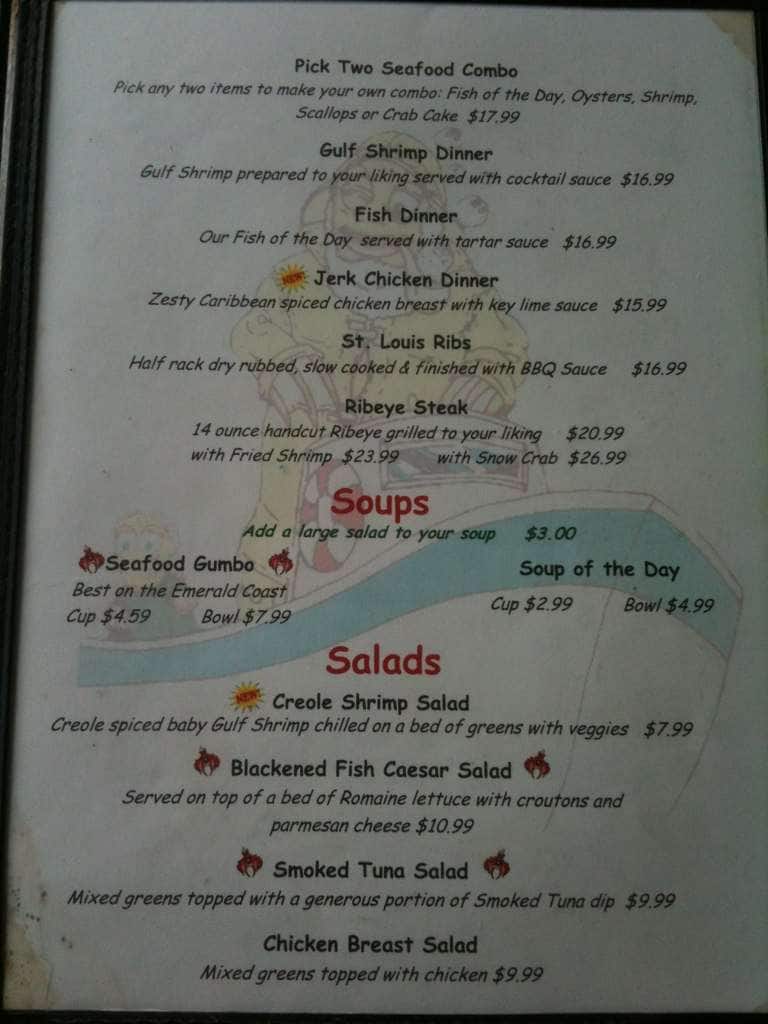 Menu at The Shack Original Waterfront Crab Shack pub & bar, Fort