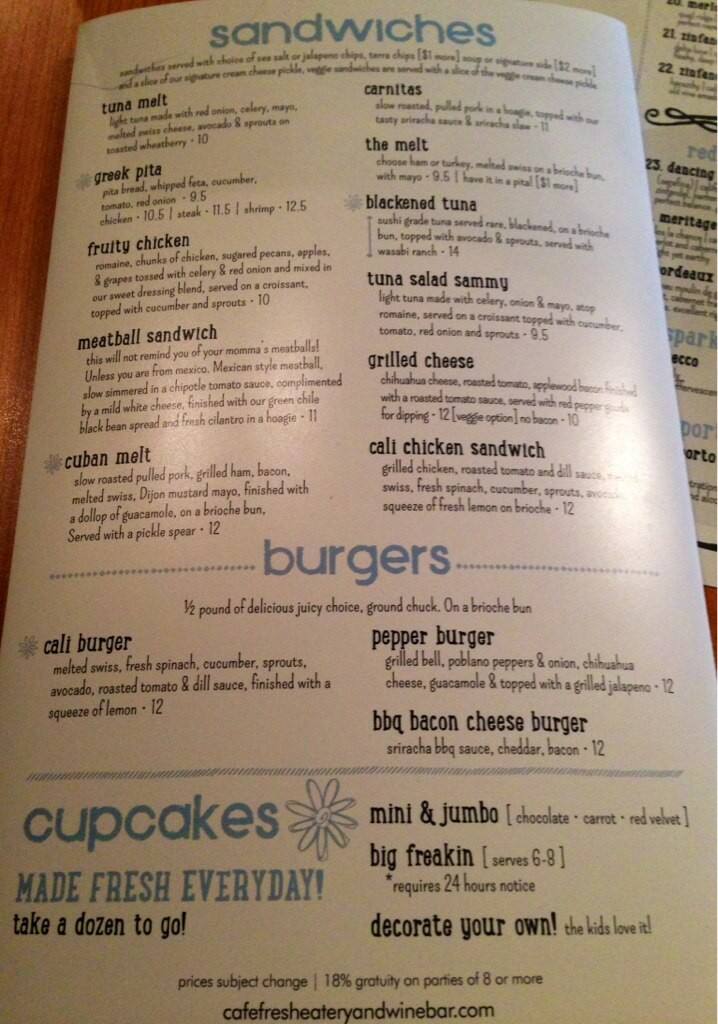 Menu at Cafe Fresh, Moline