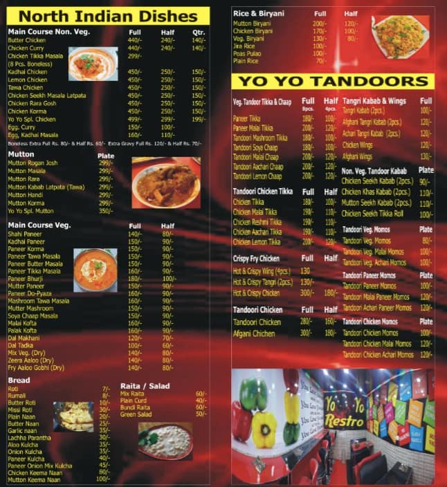 Yo Yo China Town Menu, Menu for Yo Yo China Town, Sector 8, Dwarka, New