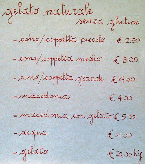 Menu di Gelatonatura 