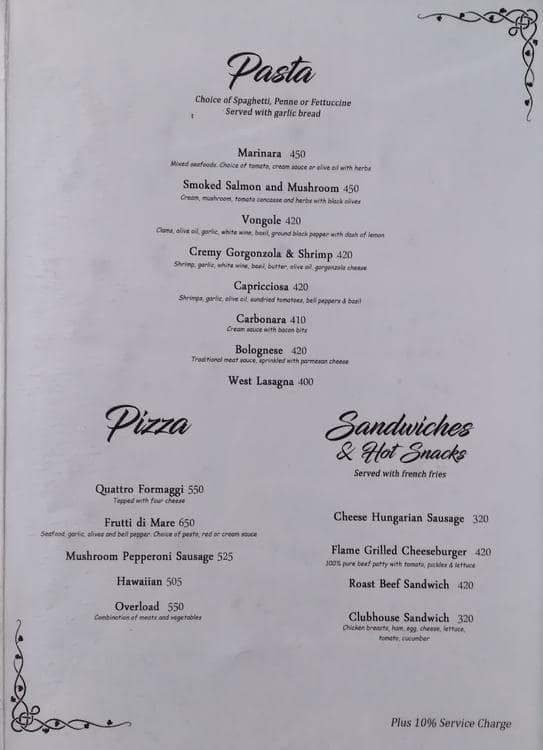 Menu at Bag of Beans Athena Branch restaurant, Tagaytay, Gen. E