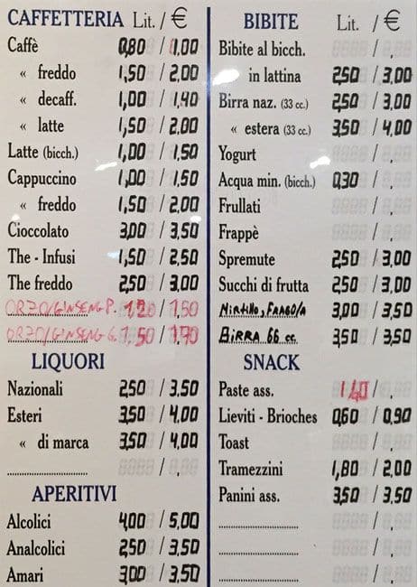 Menu di Antico Caffè Aurelia 