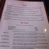 Map of Thailand Menu, Menu for Map of Thailand, East Side, Cleveland
