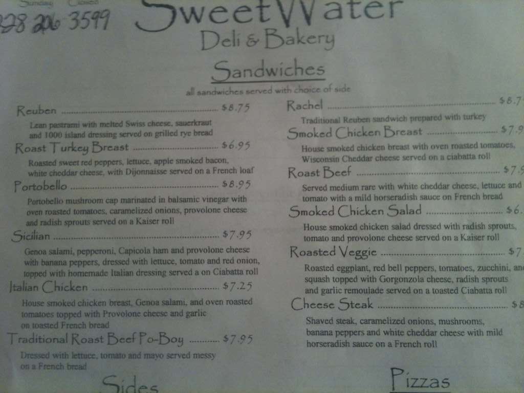 Sweetwater Deli & Bakery Menu Urbanspoon/Zomato