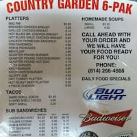 Country Garden 6 Pak Johnstown Urbanspoon Zomato Scanned Menu For Country Garden 6 Pak