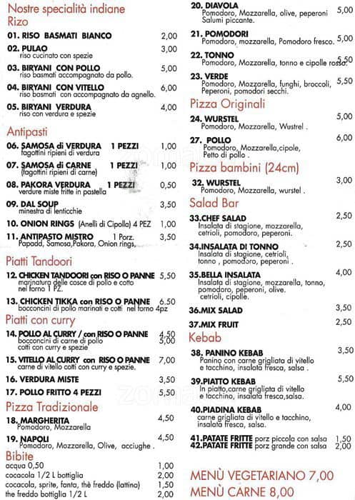 Menu di Tandoori 