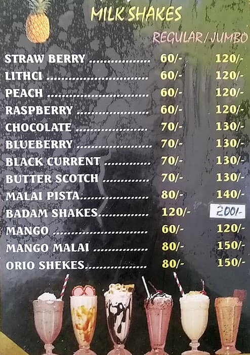 Menu at Royal Juice Centre, Hyderabad, Opposite Pillar 290