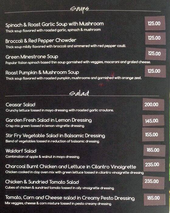 Golden Birdwing- World Cuisine Restaurant menu