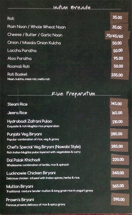 Golden Birdwing- World Cuisine Restaurant menu