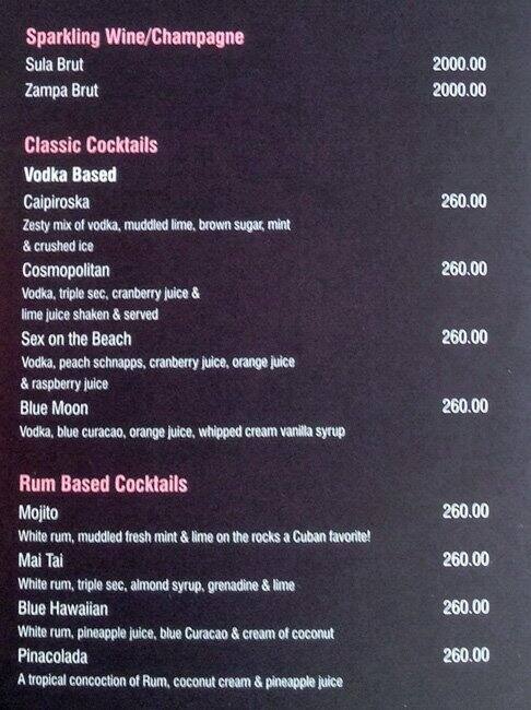 Golden Birdwing- World Cuisine Restaurant menu
