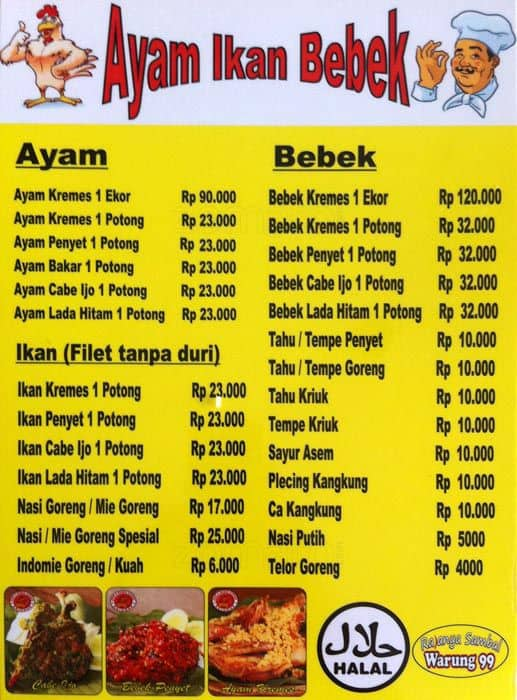 Warung 99 Menu Menu For Warung 99 Tuban Bali Zomato Indonesia 9174