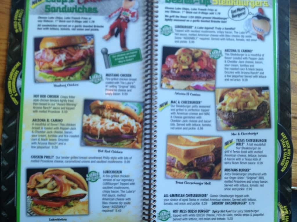 Menu at Quaker Steak & Lube steakhouse, Sharon