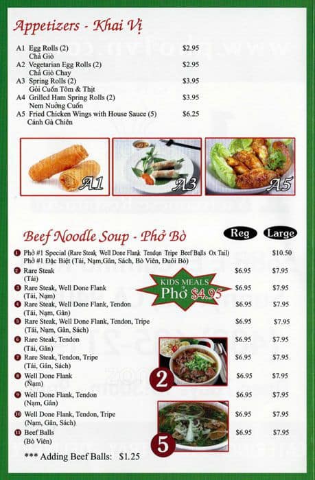 Pho You Menu