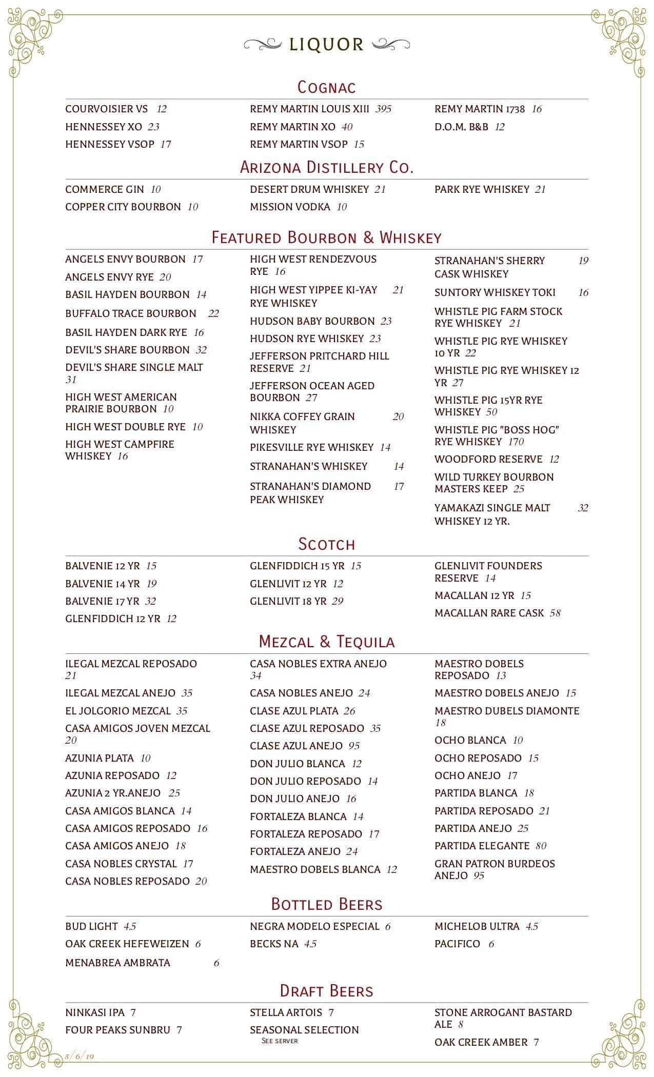 Menu at mariposa latin inspired grill steakhouse sedona
