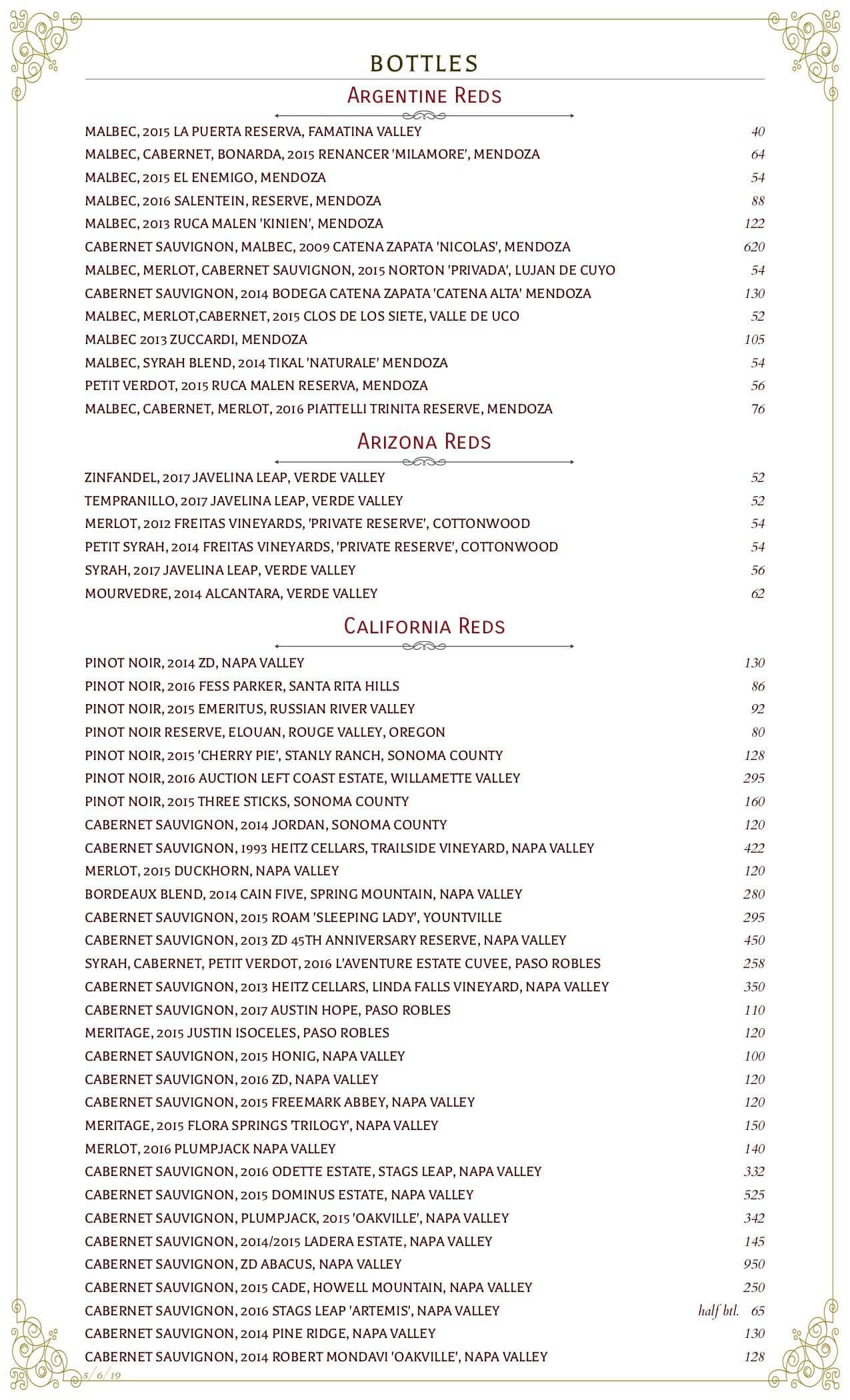 Menu at mariposa latin inspired grill steakhouse sedona