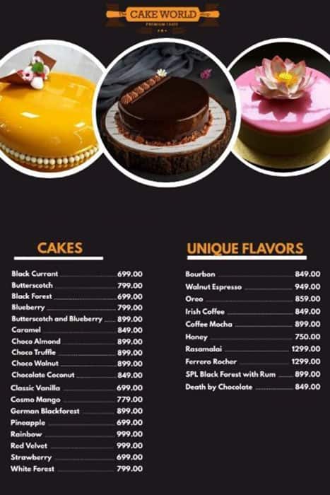 Top more than 123 cake world menu list best - kidsdream.edu.vn