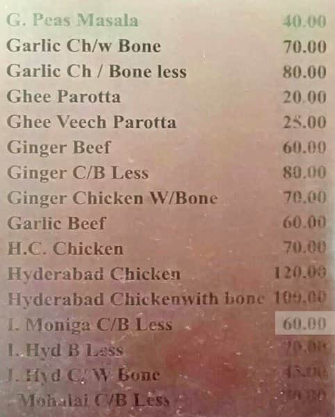 Hotel Cheap & Best menu
