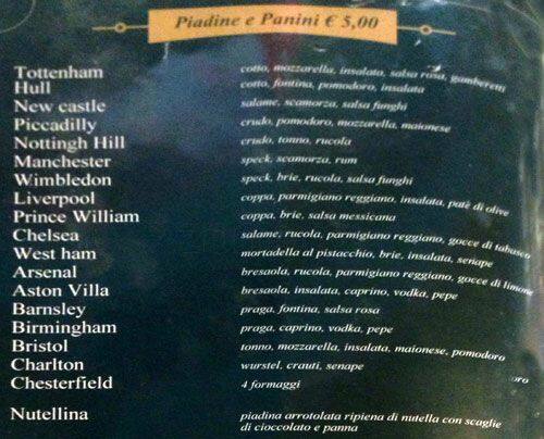 Menu di The Cambridge 