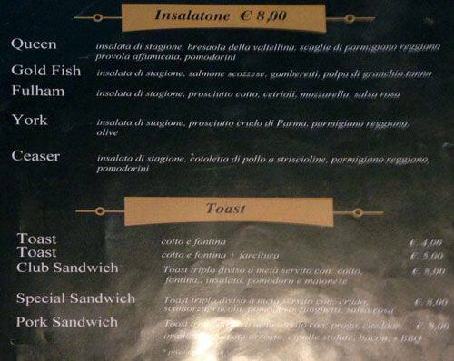 Menu di The Cambridge 
