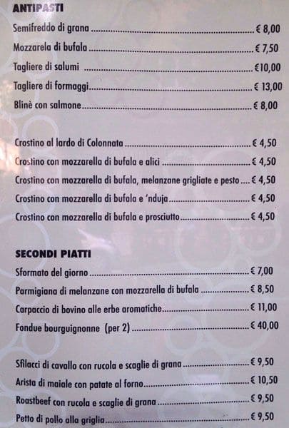 Menu di Trattoria-Vineria L'Idillio 