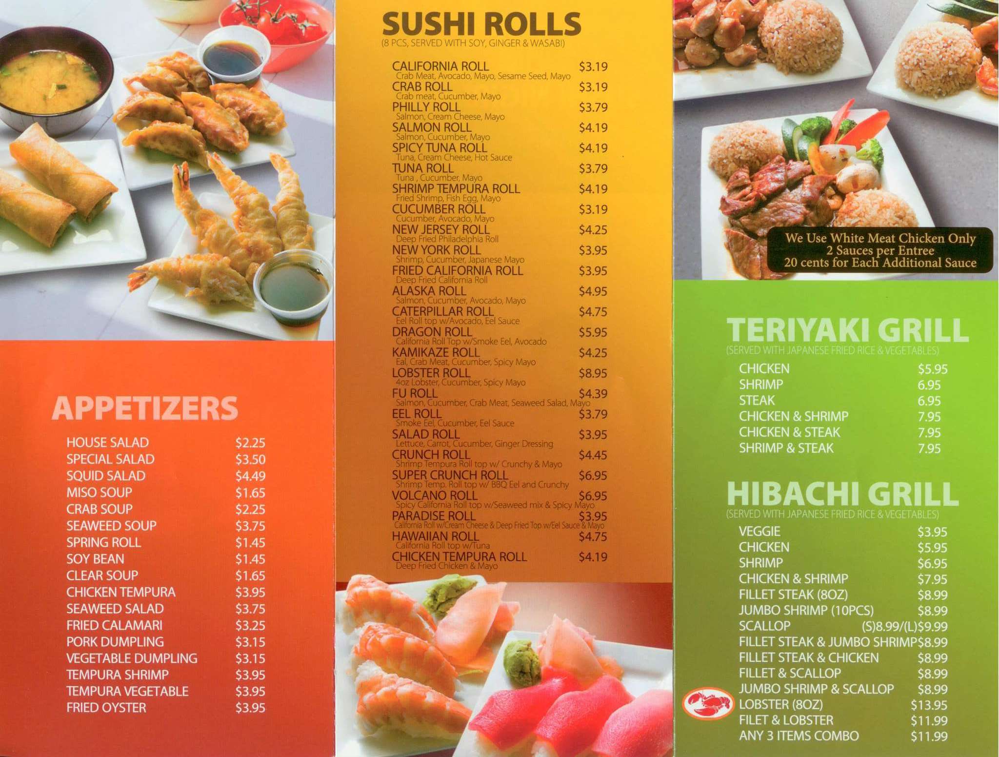Menu at Fu Of Kyoto steakhouse, Taylors, Wade Hampton Blvd E