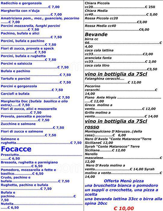 Menu di Da Claudio All'Acquedotto 