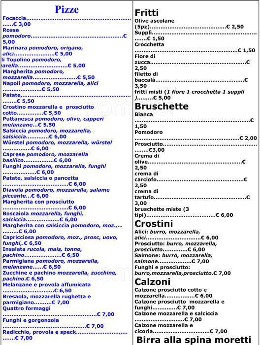 Menu di Da Claudio All'Acquedotto 