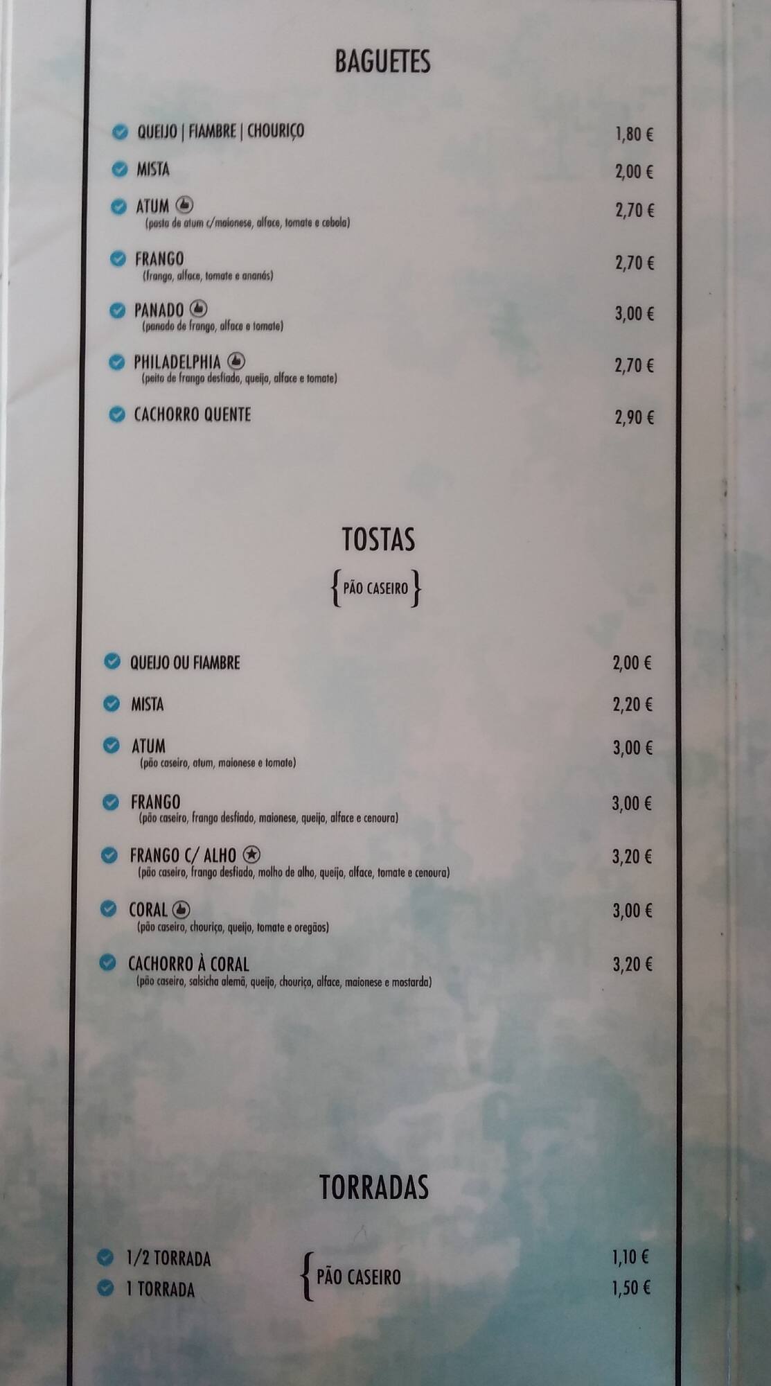Carta de Coral_university_bar