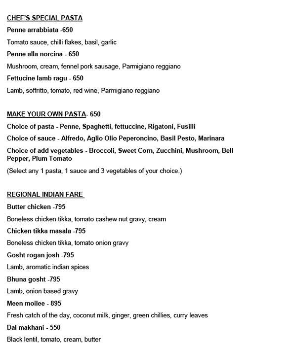 J W Kitchen menu