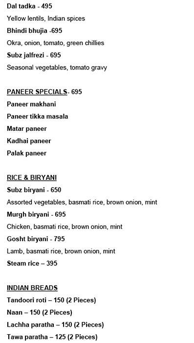 J W Kitchen menu
