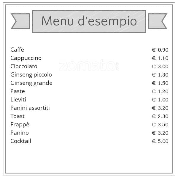 Menu di Bar Tabacchi Conca D'Oro 