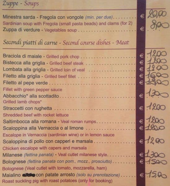 Menu di Ristorante "Dal Sardo" 