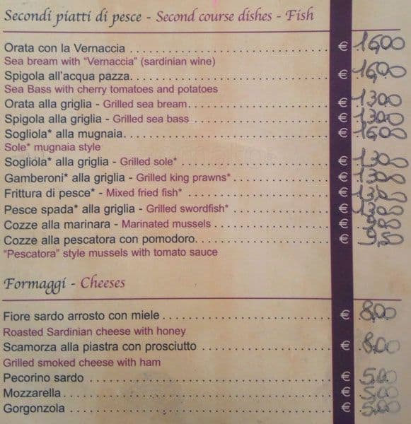 Menu di Ristorante "Dal Sardo" 