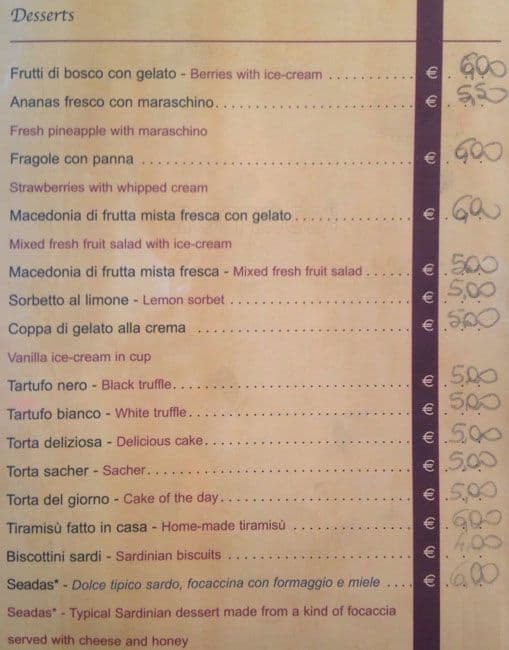 Menu di Ristorante "Dal Sardo" 