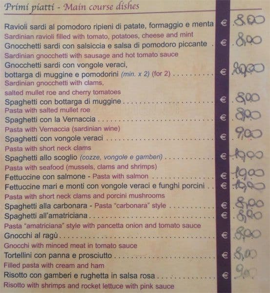 Menu di Ristorante "Dal Sardo" 