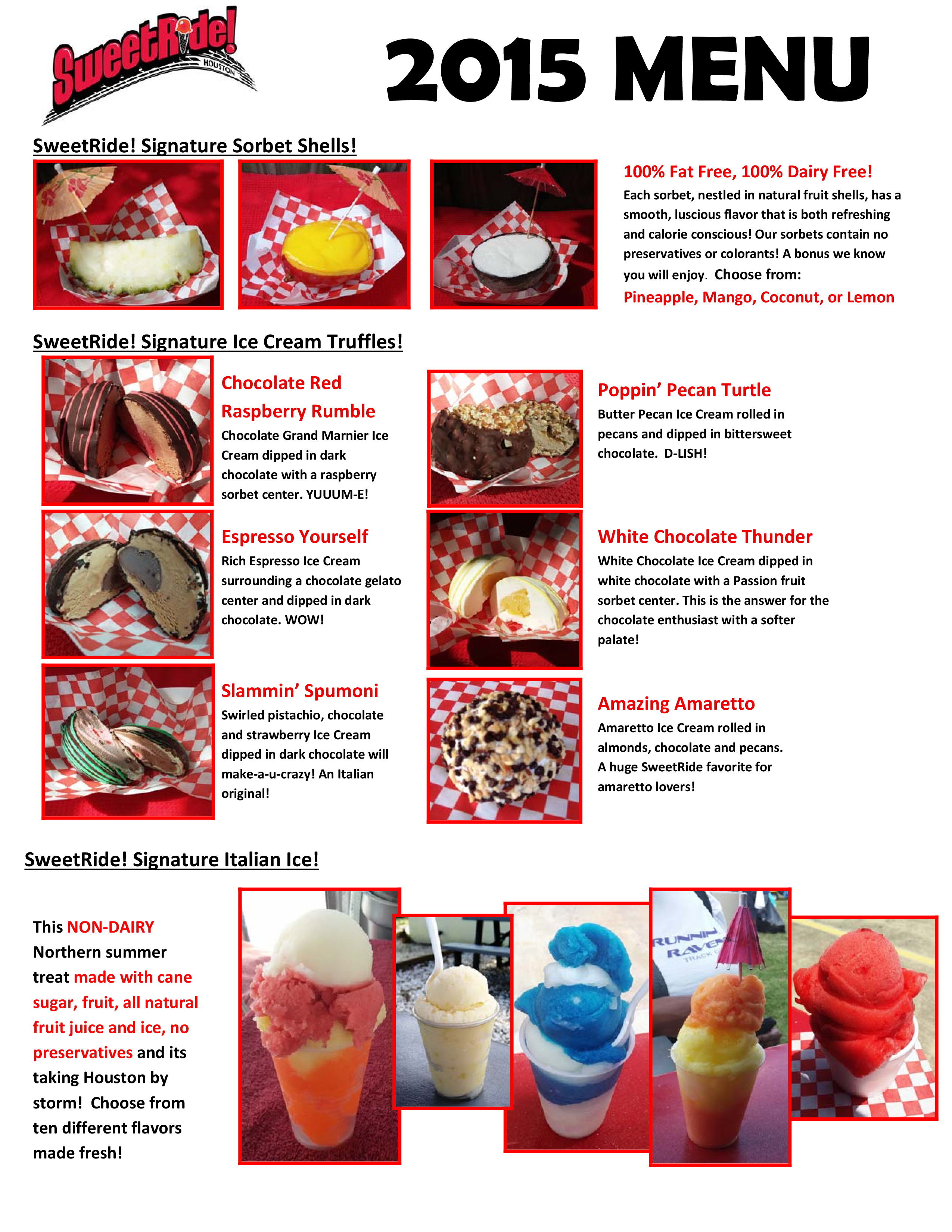 SweetRide! Houston Menu, Menu for SweetRide! Houston, Greater Fondren