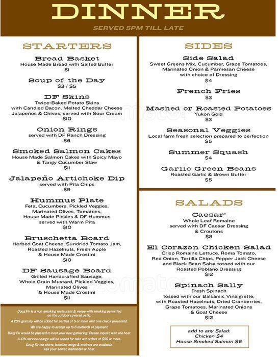 Carta de Doug Fir Lounge