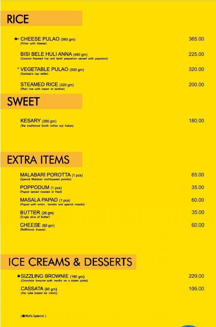 Menu at Sankalp & Saffron Restaurant, Udaipur