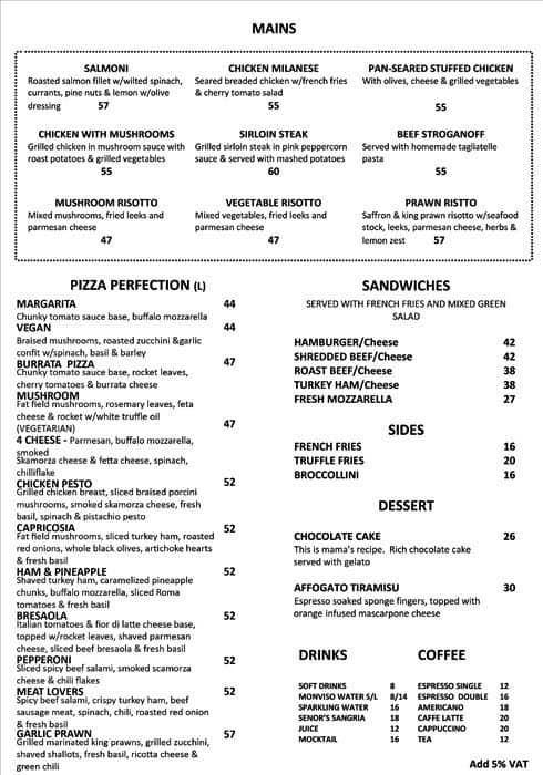 Nais Italian Kitchen Menu, Menu for Nais Italian Kitchen, Jumeirah Lake ...