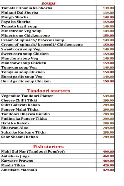 Rivaaz Restaurant by The Sahil Hotel menu