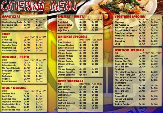 Carta de Asian's Chef