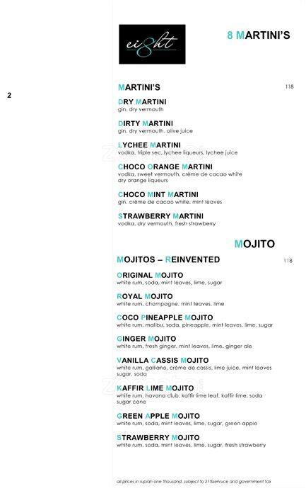 Menu at Ritz-Carlton Cake Shop, Jakarta