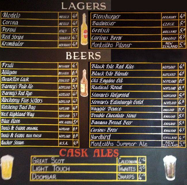Scotch Hop menu