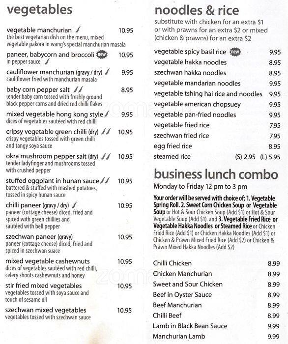 Wang's Kitchen menu