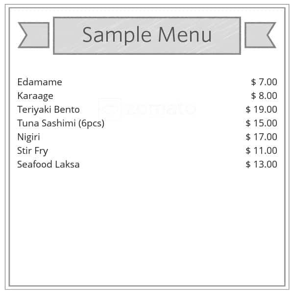 Bamboo Sushi Menu, Menu for Bamboo Sushi, Sydney Olympic Park, Sydney