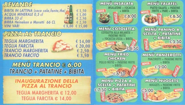 Menu di Bella Napoli 